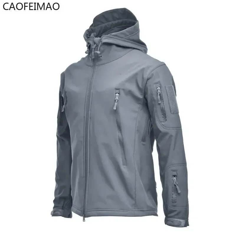 Caofeimao Jacket Men  Softair Army Jackets Techwear  Waterproof Breathable Fleece Thermal Hooded Coats