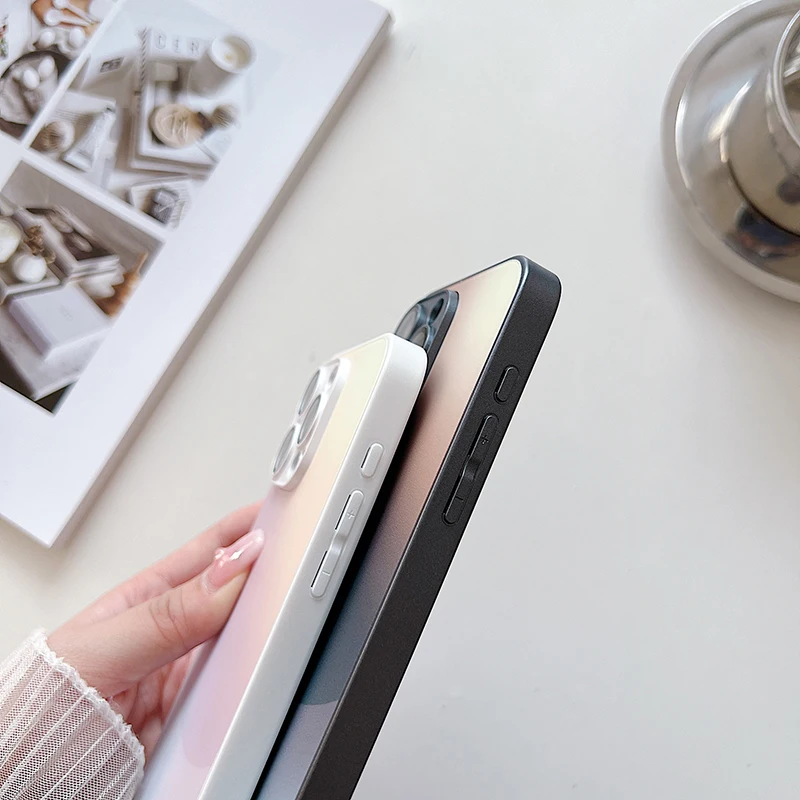 Gradient Frosted Glass Phone Case For iPhone 15 Pro Max Shockproof Back Cover For iPhone 14 13 12 11 Pro Max Plus Bumper Cover image 4
