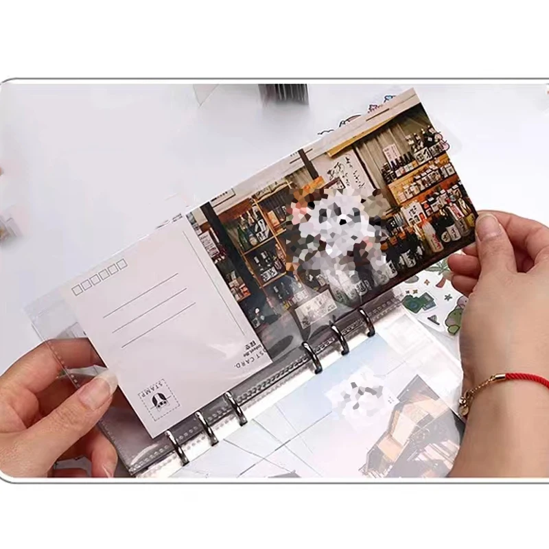 50PCS A6 Ring Binder Folder Sheet Protectors Transparent Bag Paper Organizer Loose Leaf DIY Document Photo Storage Refill Sleeve