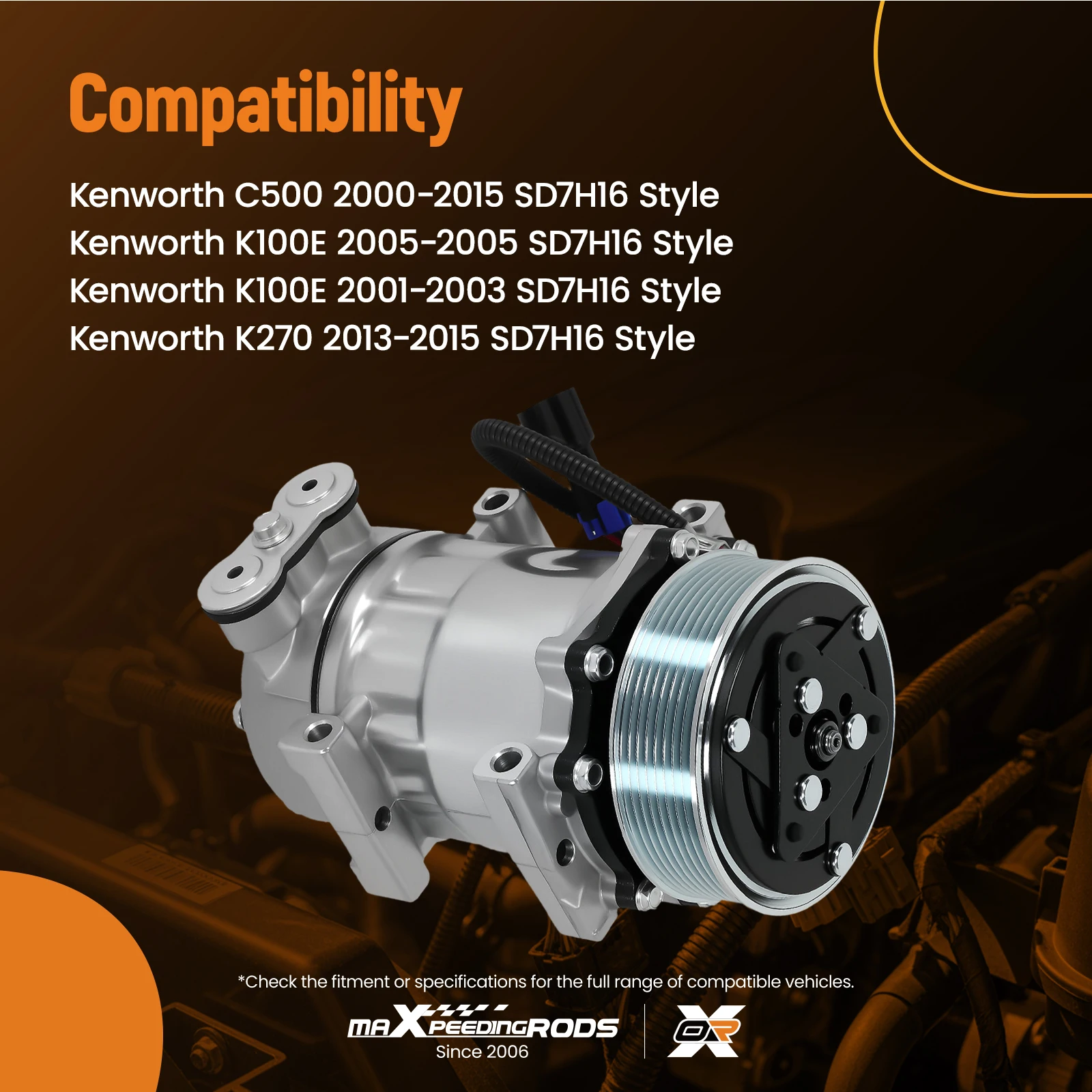 AC Compressor w/Clutch for Kenworth T2000 C500 T270 SD7H16 119mm Pulley 4077 Brand New
