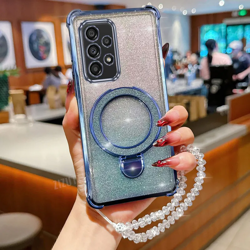 Luxury Crystal Advanced Bracket Phone Holder Case For Samsung Galaxy A13 A14 A15 A16 A24 A25 A34 A35 A36 A54 A55 A12 A22 4G 5G