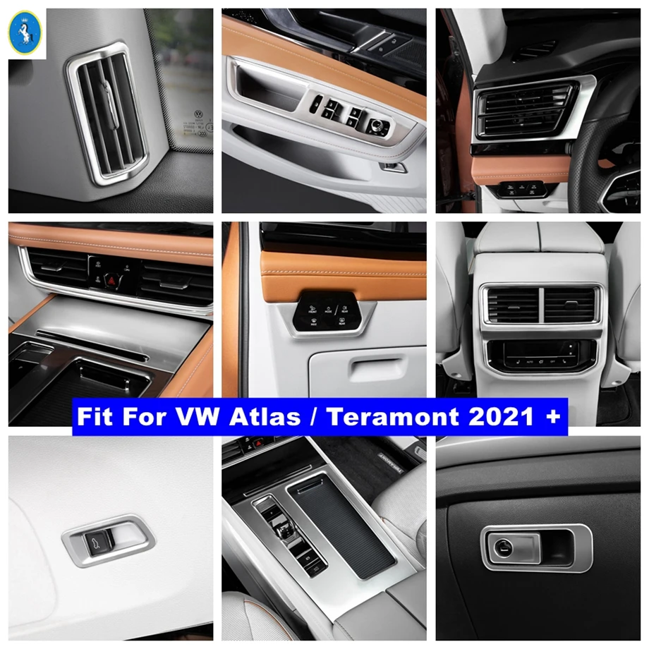 

Gear Box Pillar C Air AC Lift Button Lights Trunk Control Panel Cover Trim For VW Volkswagen Atlas / Teramont 2021 2022 Silver