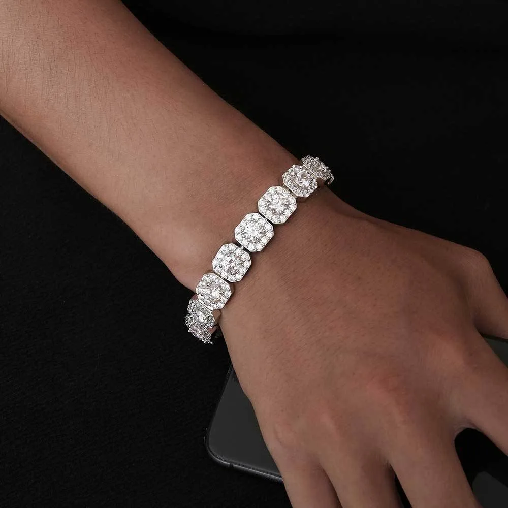 

New Cubic Zirconia Ice Sugar Chain Full Diamond Rock Sugar Chain Bracelet Reverse Love Jewelry Male