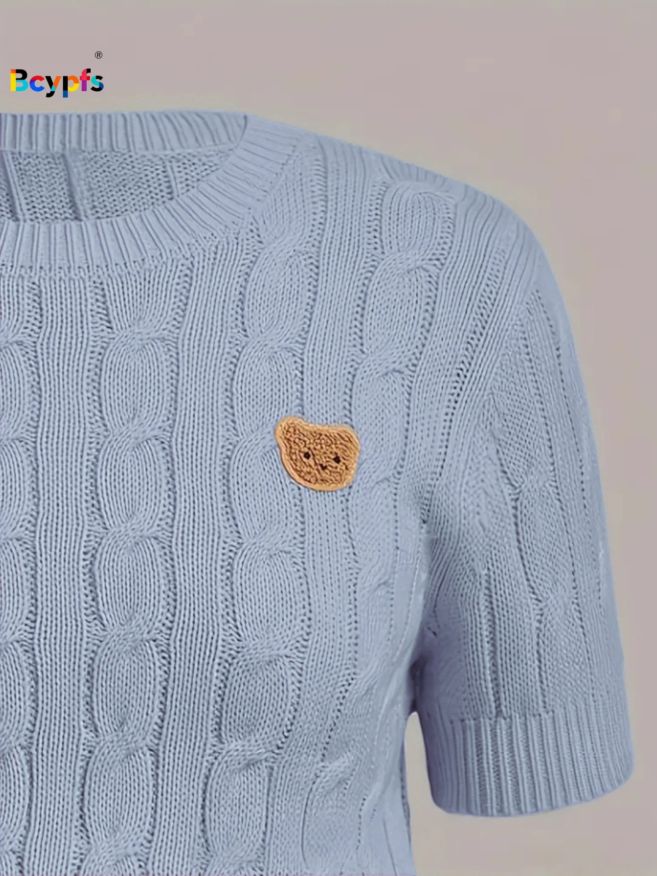 여성용 봄 니트 골지 스웨터, 귀여운 곰 디자인, 중간 길이 소매 풀오버. 새로운 여름 니트웨어, 캐주얼 스트리트웨어.