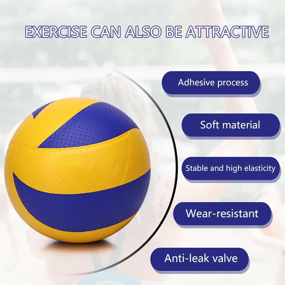 1PCS Practice Volleyball Leather PU Soft Beach Volleyball Hard Volleyball  Training Game Ball