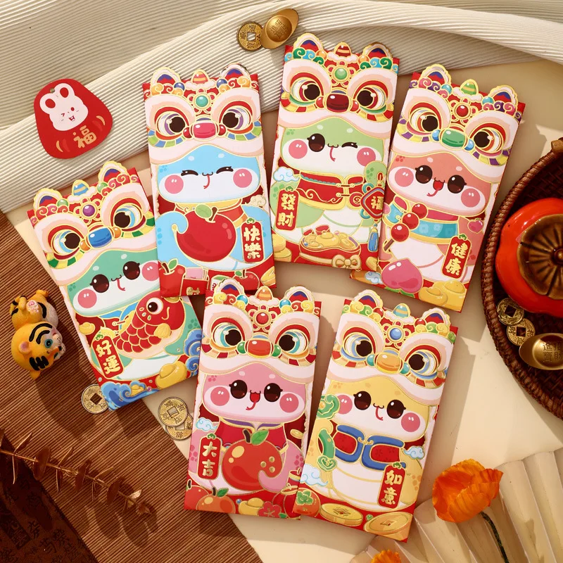 

48pcs Chinese New Year Red Envelope 2025 Lunar Snake Year Red Pocket Envelope Spring Festival Lucky Money Bags Blessing Gift