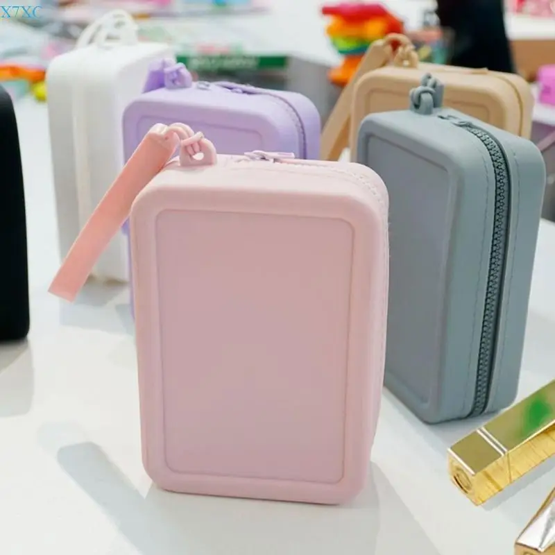 

X7XC Silicone Cosmetic Bag with Handle Waterproof Travel Case Storage Bags