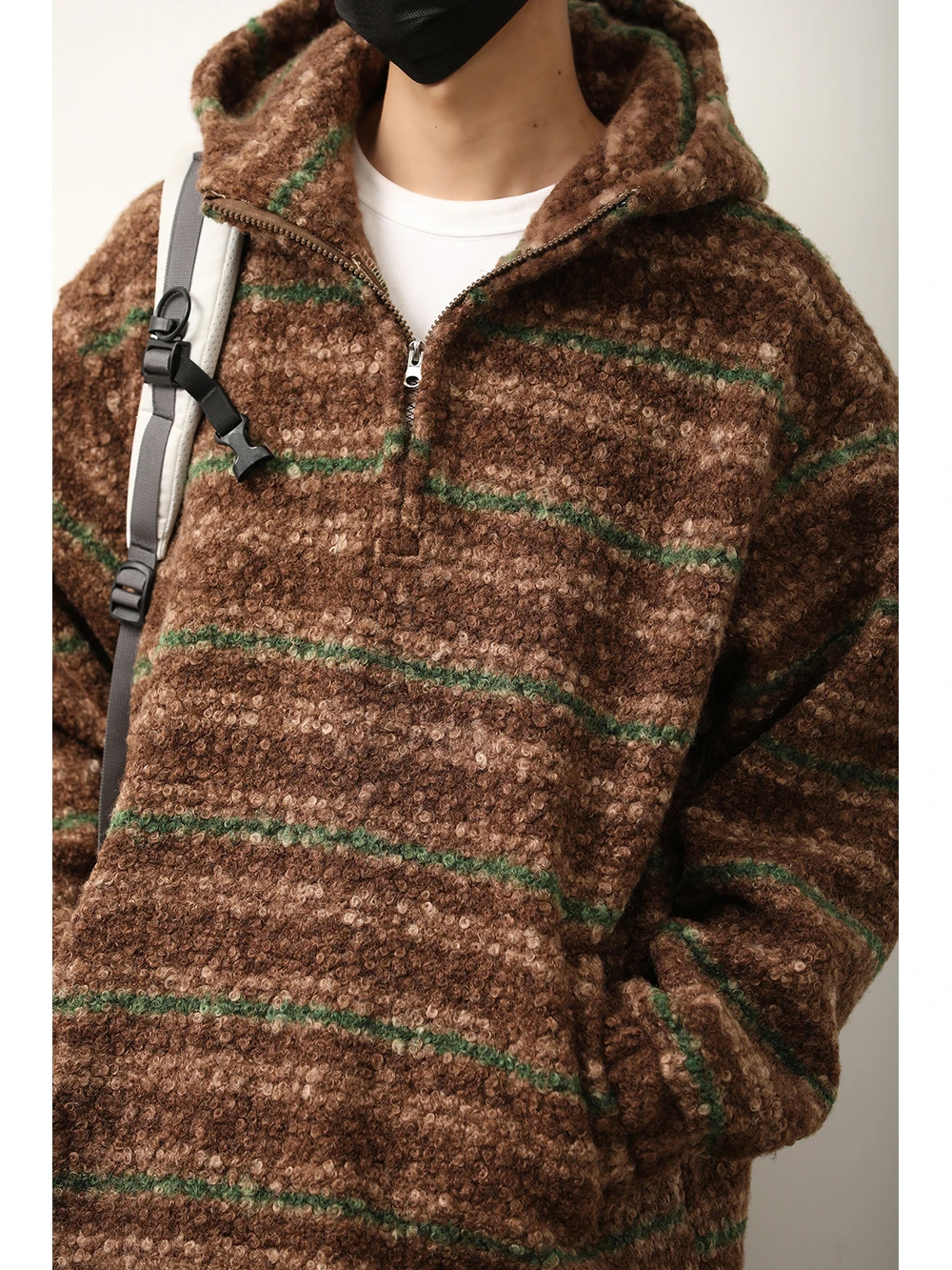 

LH Store Spring Autumn Thiened Woolen Hoodie ex Casual Loose Fit Overhead Coat Japanese Sle Youth Faion