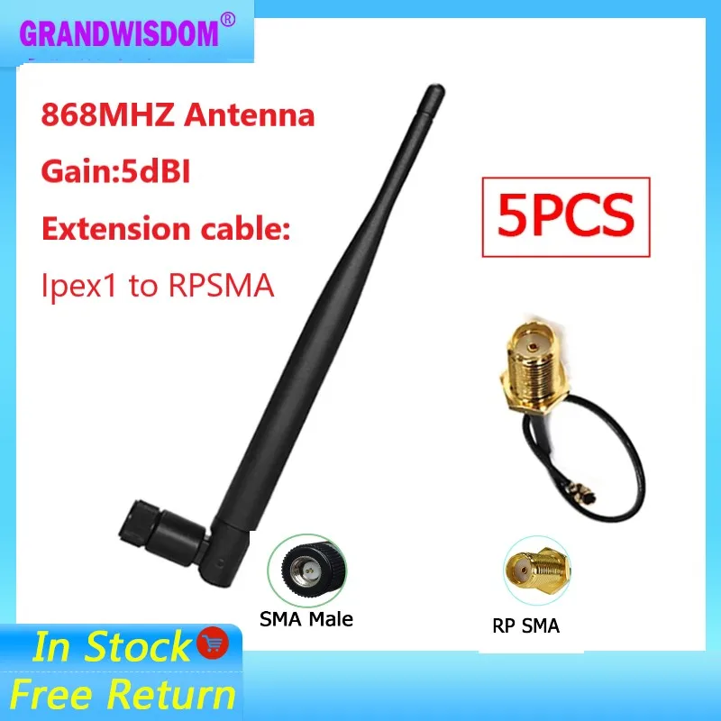 Antenne Z successive pour module lorawan CC1101, gain d\'antenne 5dbi SMA mâle 101lora, câble d\'extension en queue de over, ipex 1 SMA 600, 868, 915,