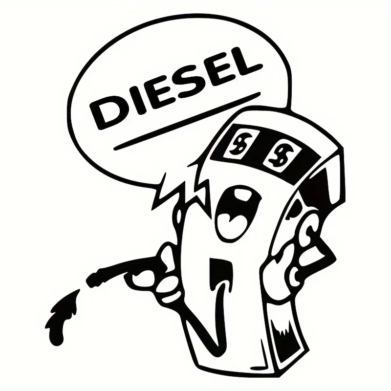 Funny Diesel Fuel Tank Sticker - Humorous Car Decal with Speech Bubbles for Bumpers and Victory Themes, Fuel Tank Vinyl Sticker