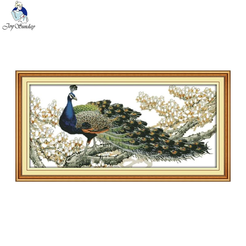 

Картины с павлином Joy Sunday, наборы для вышивки крестиком, нить DMC Aida 16/14/11CT, домашний декор «сделай сам»