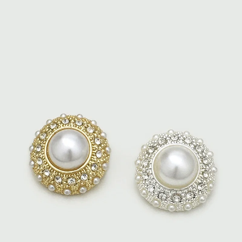 6PCS Vintage Palace Style Pearl Rhinestone Metal Buttons Decorative Buttons for Fur Coats, Woolen Coats, Blazers Sweaters Dress