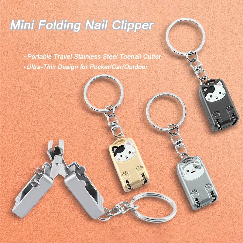

1 шт., машинка для стрижки ногтей, новая складная прочная карманная милая мини-креативная машинка для стрижки ногтей с котенком, брелок для ногтей