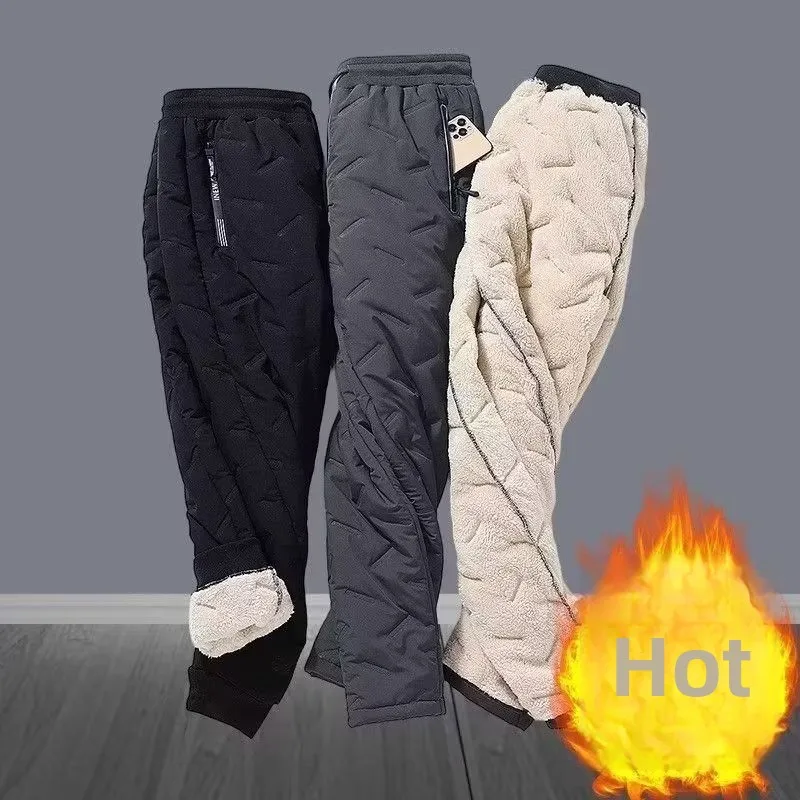 

Men's Winter Thiened Large Size Casual Pants Lamb Velvet Fce Lined Loose Fit Thermal Outdoor Wear Breathable Sport Trousers