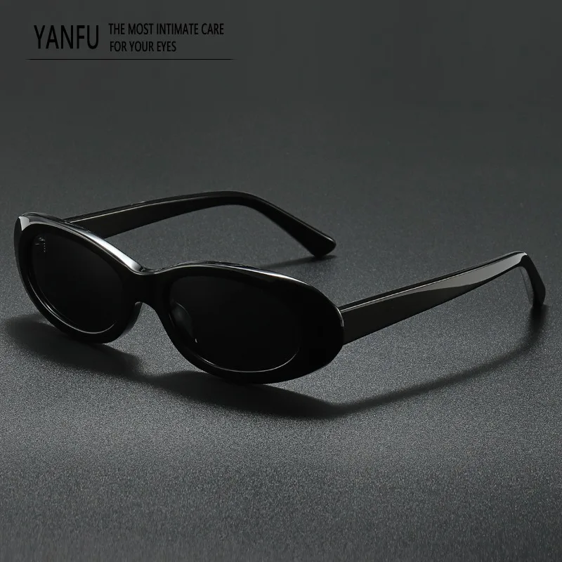 

New Polarized Vintage Black Oval Sunglasses Women Driving Eyewear Acetate Fashion Men Eyeglasses UV400 Outdoor GLASSES Man 146mm