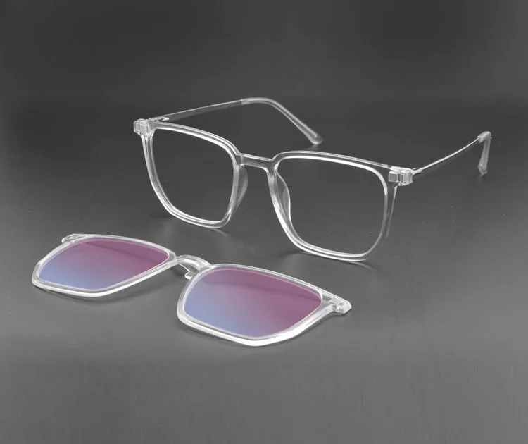 Transparente Brille Magnet Sonnenbrille Clip gespiegelt Magnet clip auf Brille rosa Rezept Myopie Brille Rahmen lila – Detail 15