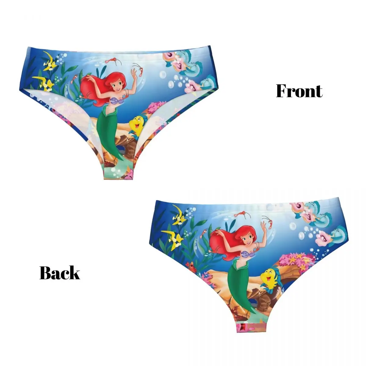 ملابس داخلية مخصصة لفيلم حورية البحر المانغا الصغيرة ملابس داخلية نسائية مريحة قابلة للتمدد من أرييل على شكل سمكة