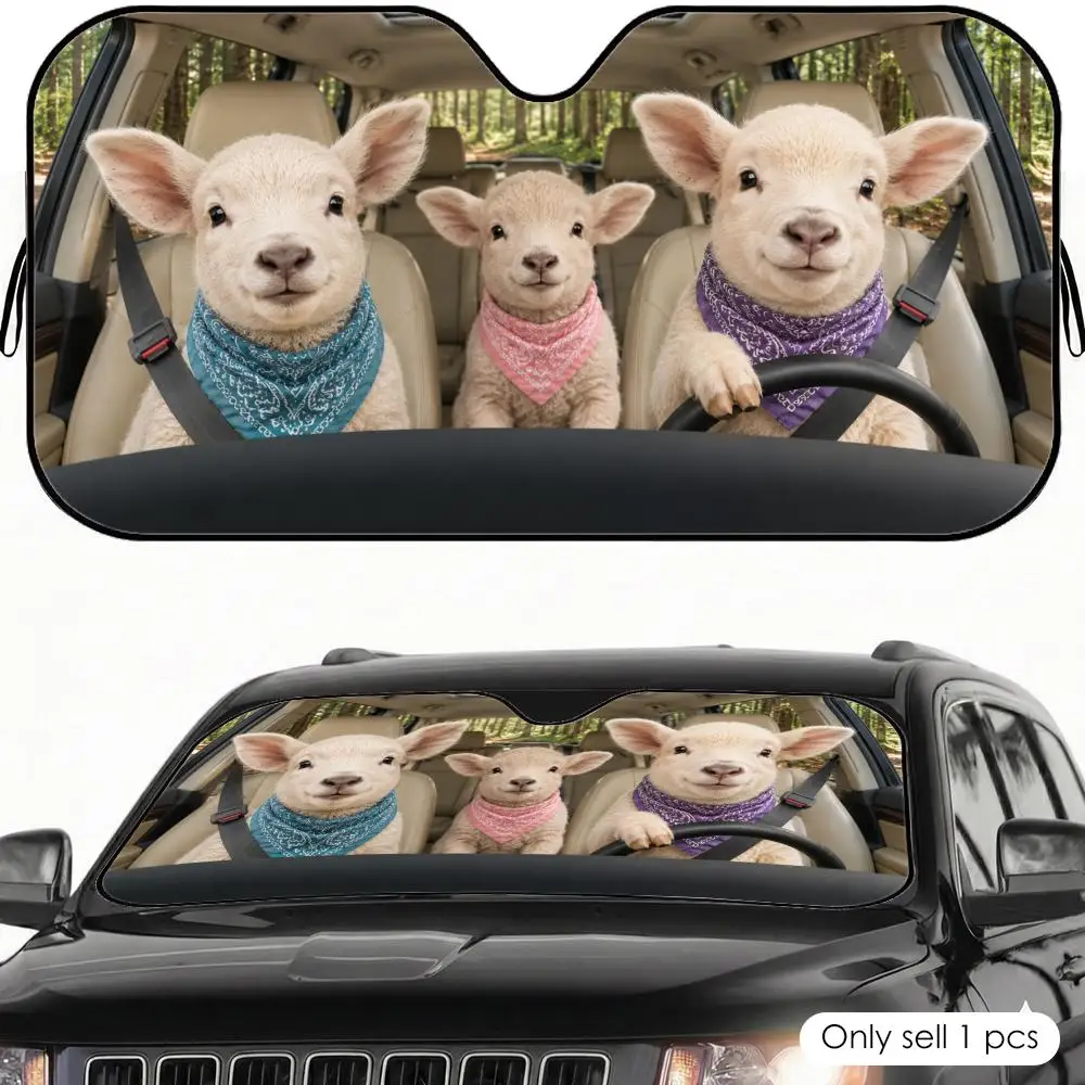 

Funny Animals Driving Sun Visor Reusable Windshield Cover Aluminum Foil UV Protector Heat Insulation
