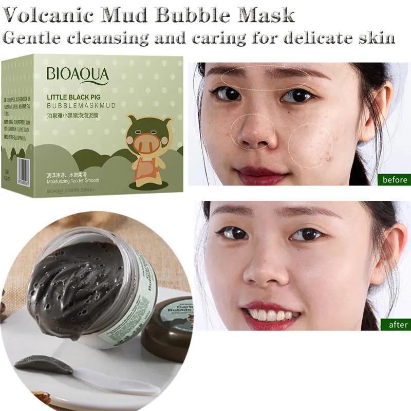 BIOAQU new Hot milky piggy carbonated bubble clay Mask 100g remove blackhead acne Purifying pores face care facial sleeping mask