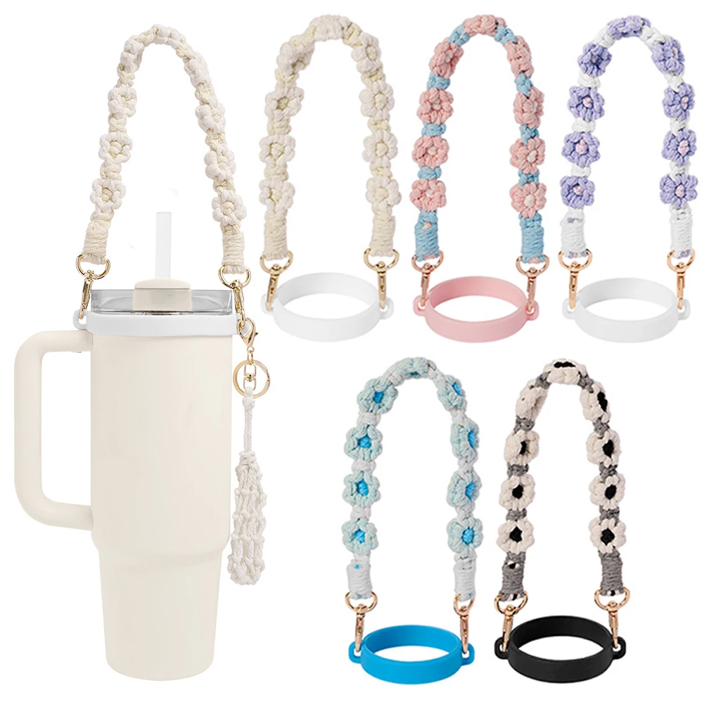 Woven Cup Handle Sling for Stanley Cup 16-40 OZ with Lipstick Holder Waterbottle Sling Strap for Stanley Cup Accessories