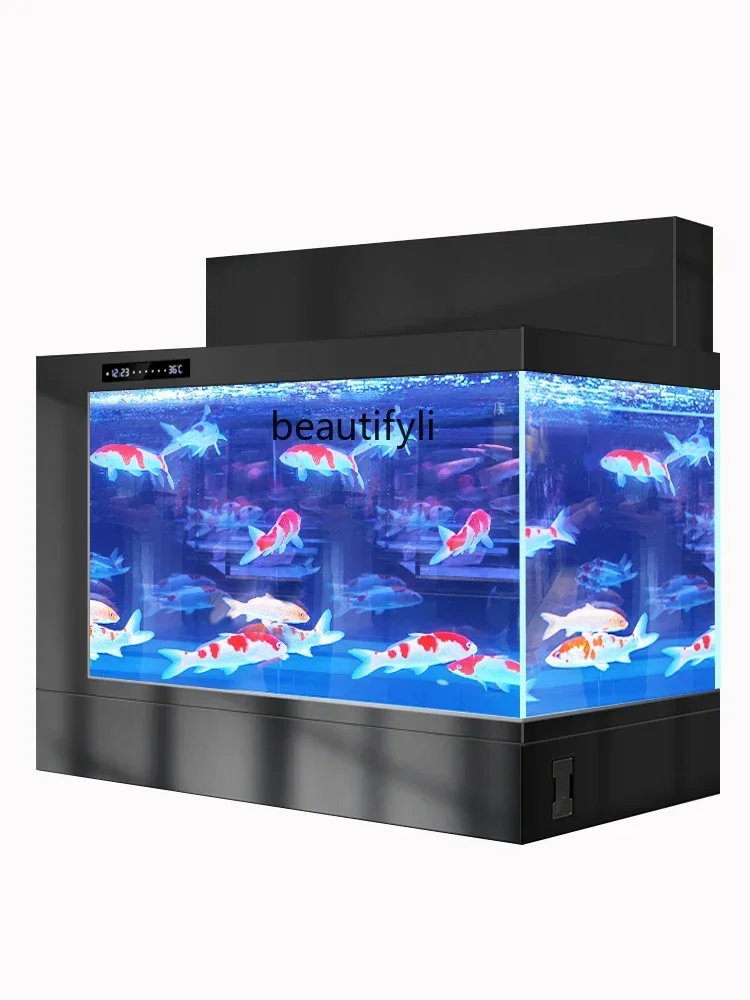 

Fish Tank Aquarium Double Filter Aluminum Alloy Koi Traditional Fermination VAT Super White Glass Change Water Living Room Home