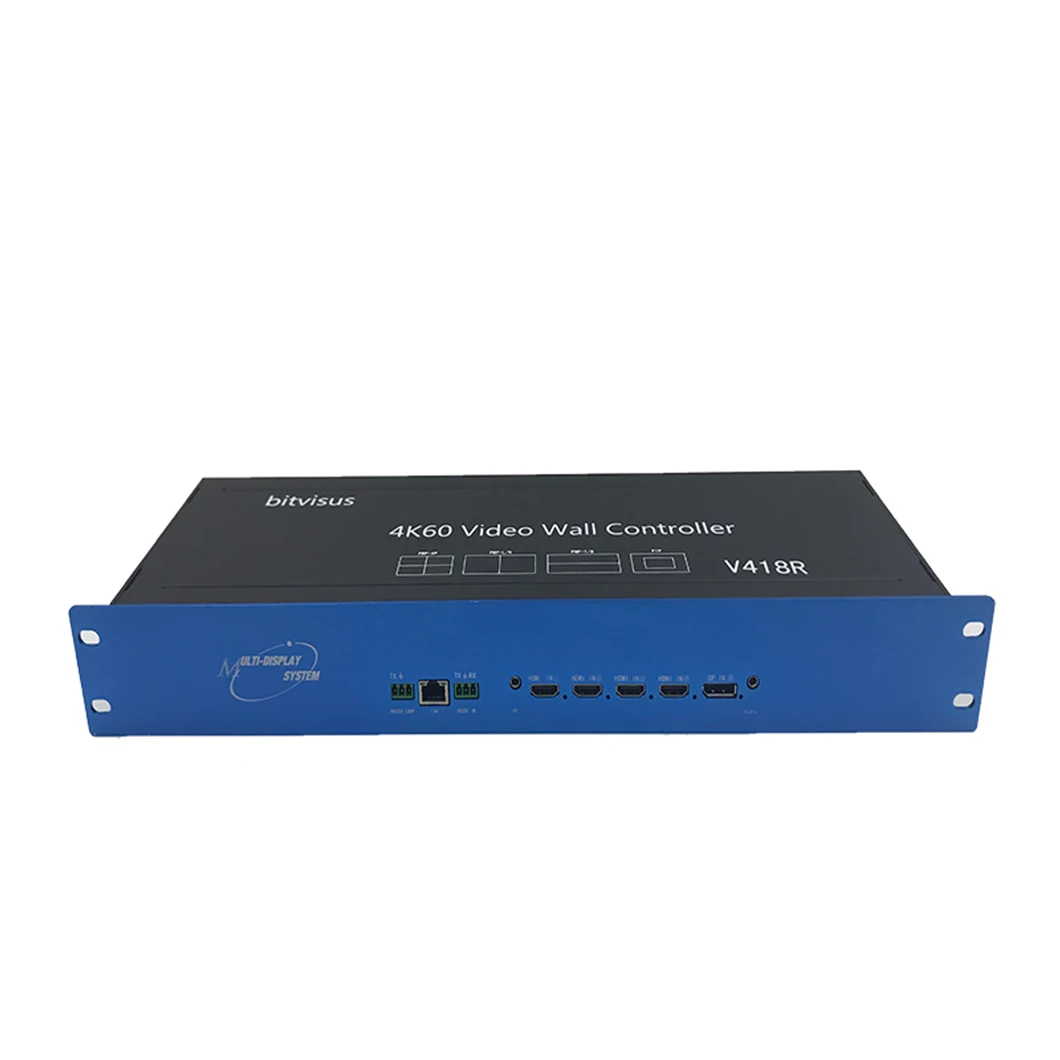 4K Video Wall Controller 4X1 2X2 4X4 Screen Processor 18 Outputs Metal Housing for Multi Display Splicing ODM OEM