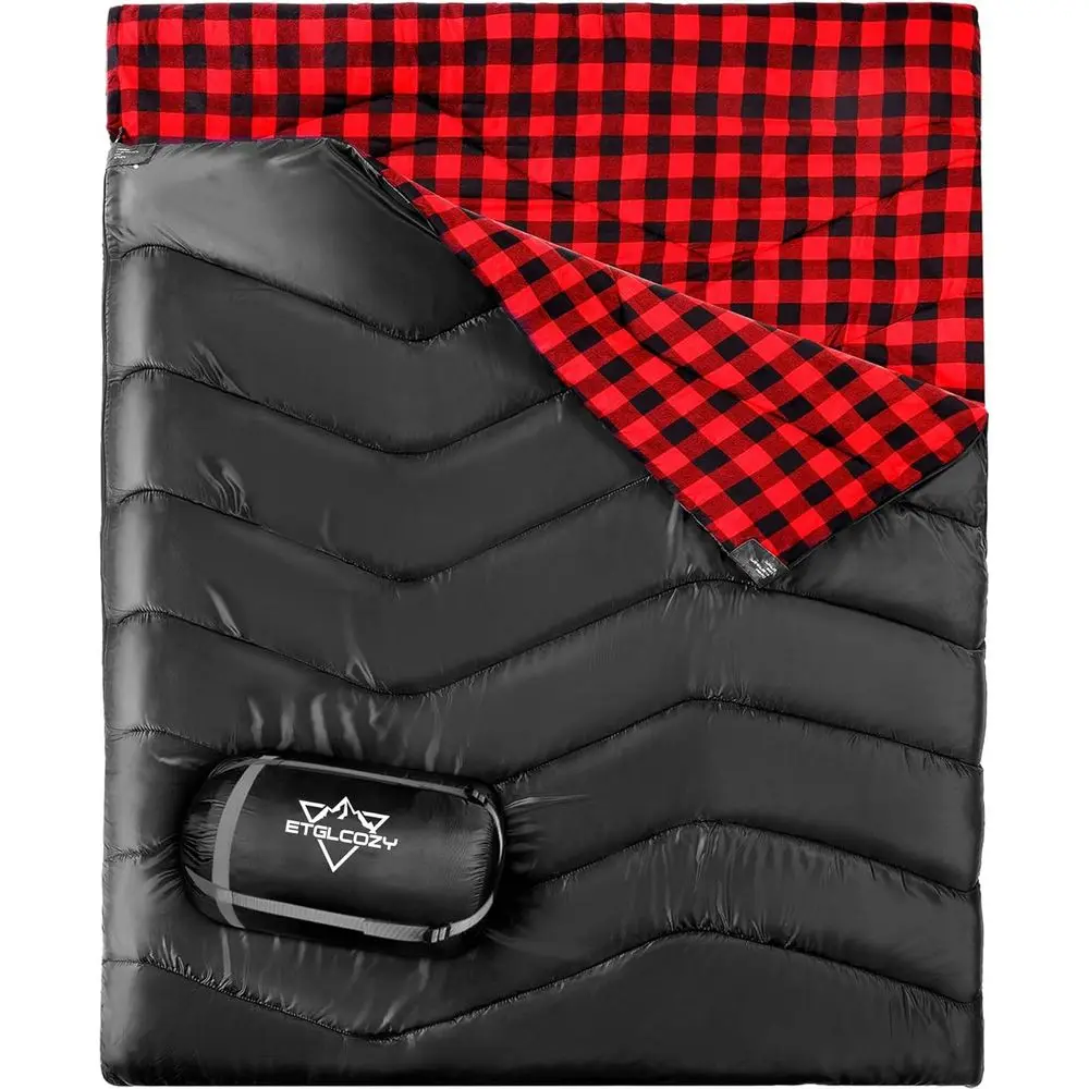 

Lightweight Compact Double Sleeping Bag for 2 Adults, with Fleece Liner and Thermolock Draft Tube, Washable, All-Season Camping