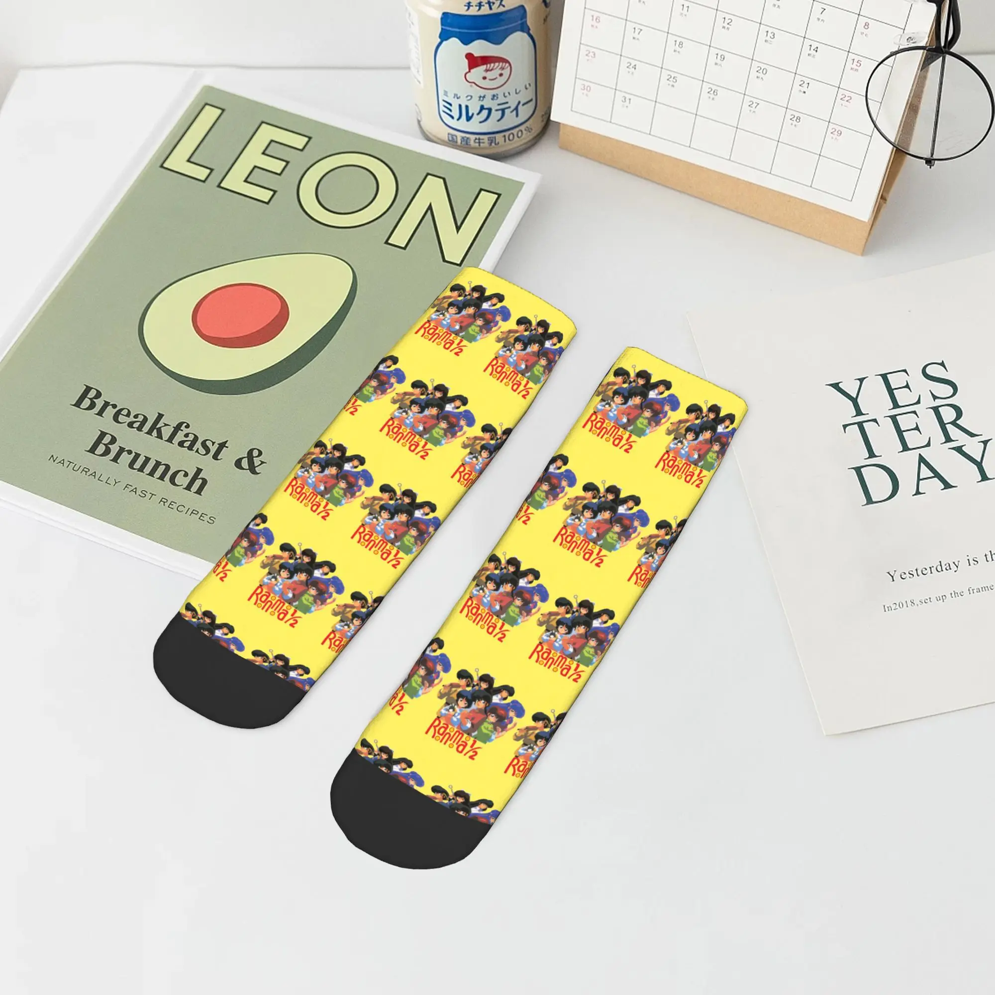 Calcetines para niñas Ranma 1⁄2 Saotome Pig para todas las estaciones, calcetines Harajuku súper suaves, medias de Hip Hop para hombres y mujeres, regalos