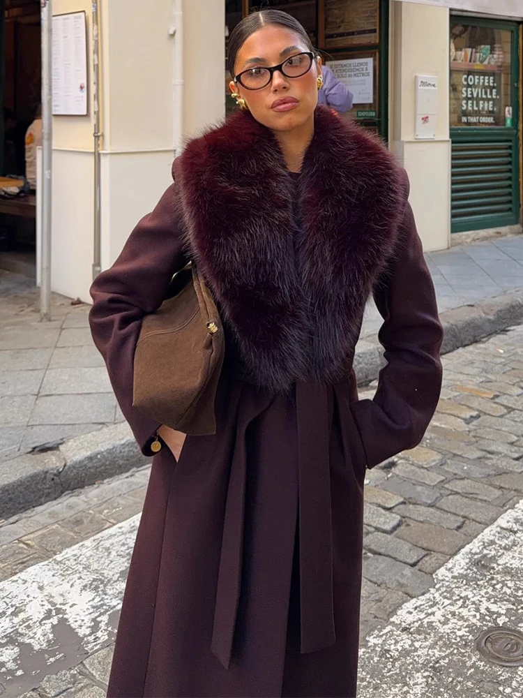 Trendix Eleganter langer Kunstpelzmantel für Damen 2026 Winter schlanke warme lange Pelzjacke High Street Fashion Vintage Wollmäntel Jacke