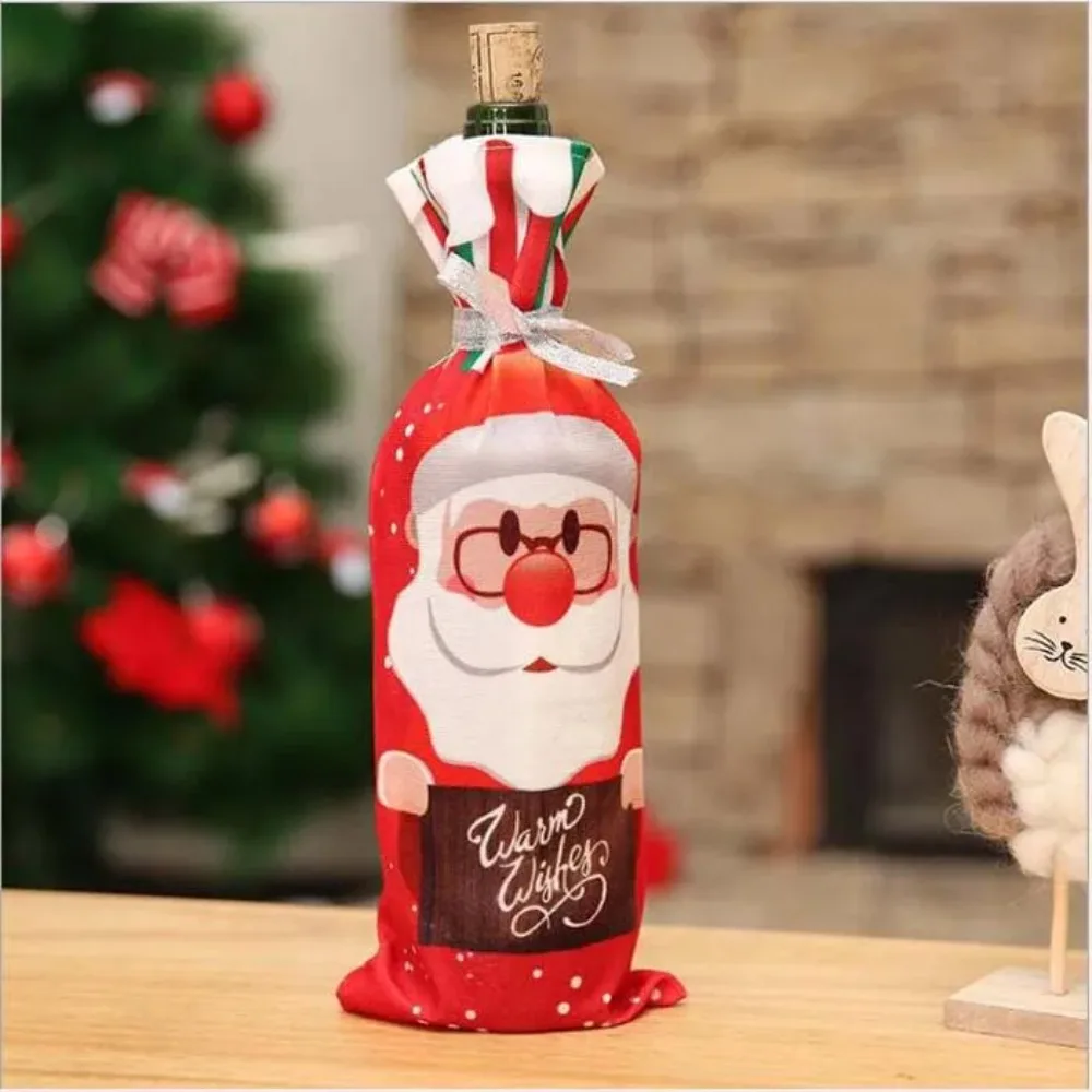 Red Wine Bottle Cover Bags Christmas Dinner Table Decoration Xmas Wine Bottle Cover Christmas Home Party Decors