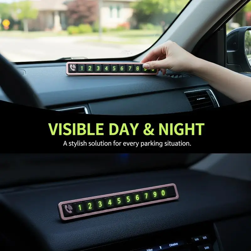 Car Temporary Parking Phone Number Plate Luminous Digits Multiple Color Optional Match Car Interior for Daily Parking