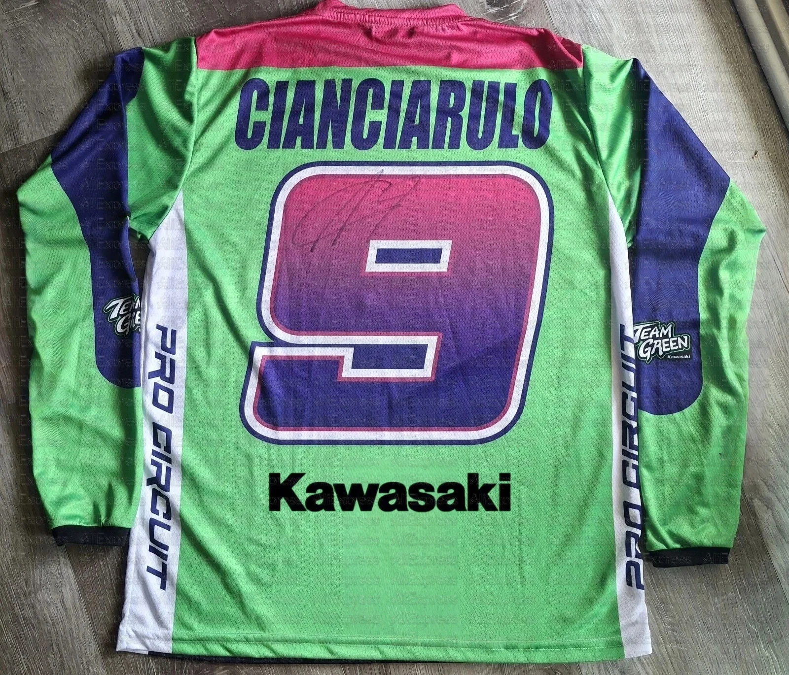 

Кавасаки Адам Синьчело # 9 реплика трикотажа для мотокросса с длинными рукавами Supercross 2025 спортивный топ для взрослых и детей