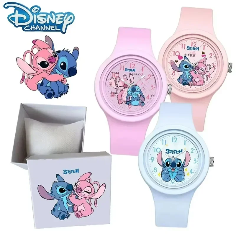 Cute Stitch Watch Disney Cartoon Lilo & Stitch Kawaii Silicone Quartz Watch Anime Peripherals Children Birthday Gifts Boys Toys