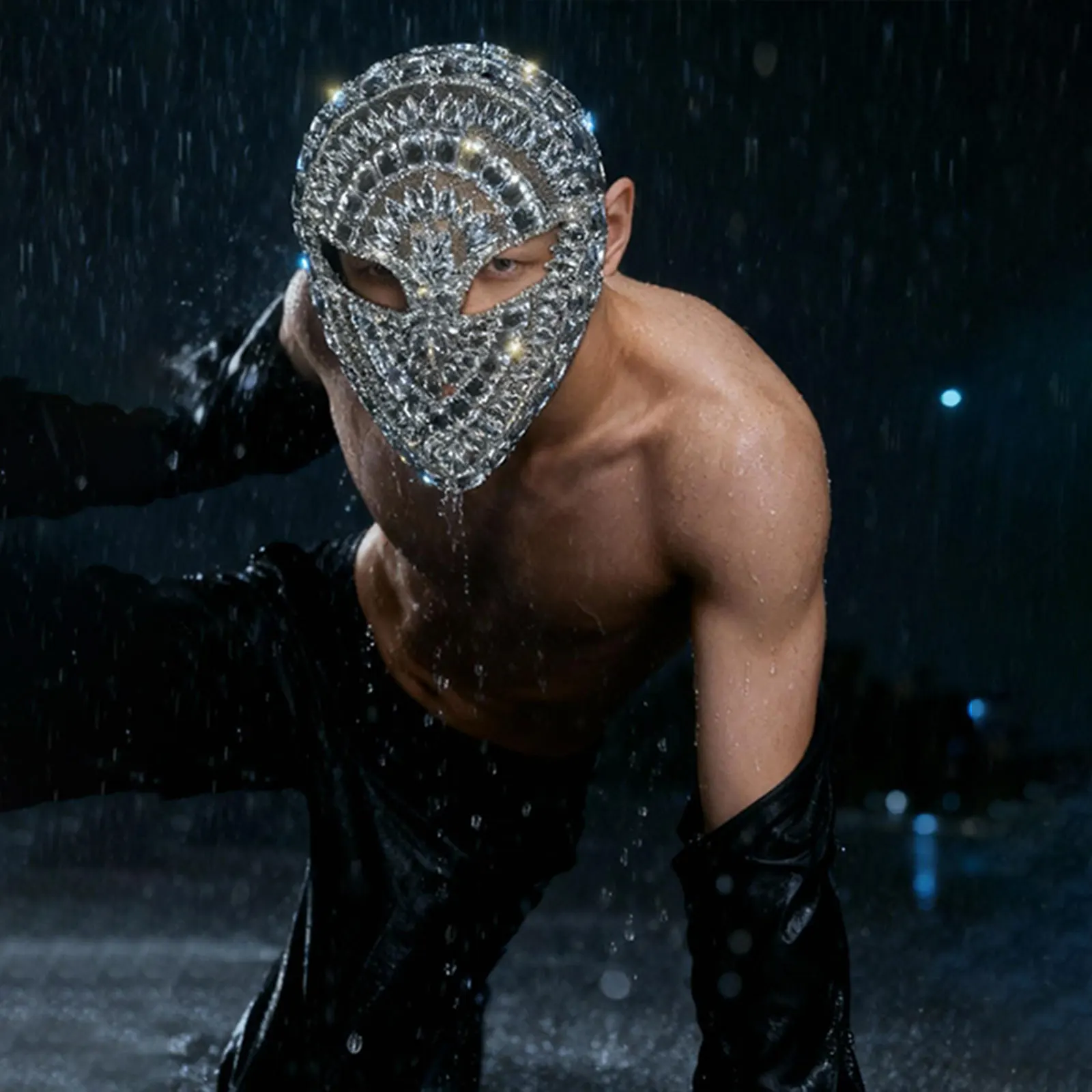 مثير الشظية الفاخرة الراين الرجال كوس اللعب الرعب قناع اكسسوارات حفلة الرقص المغني المرحلة جوجو ازياء الهذيان مهرجان ارتداء