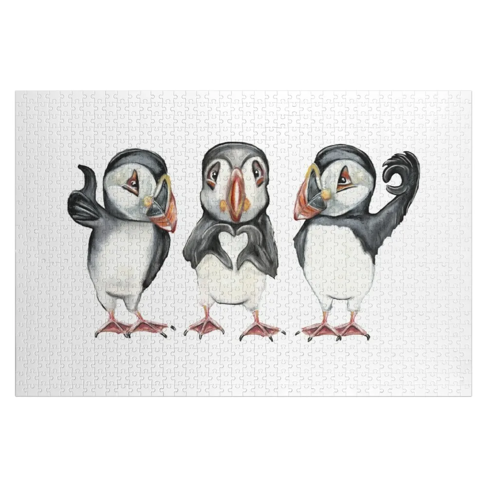 Cool Puffin Jigsaw Puzzle Wooden Adults Personalized Photo Gift Custom Child Custom Name Child Toy Puzzle