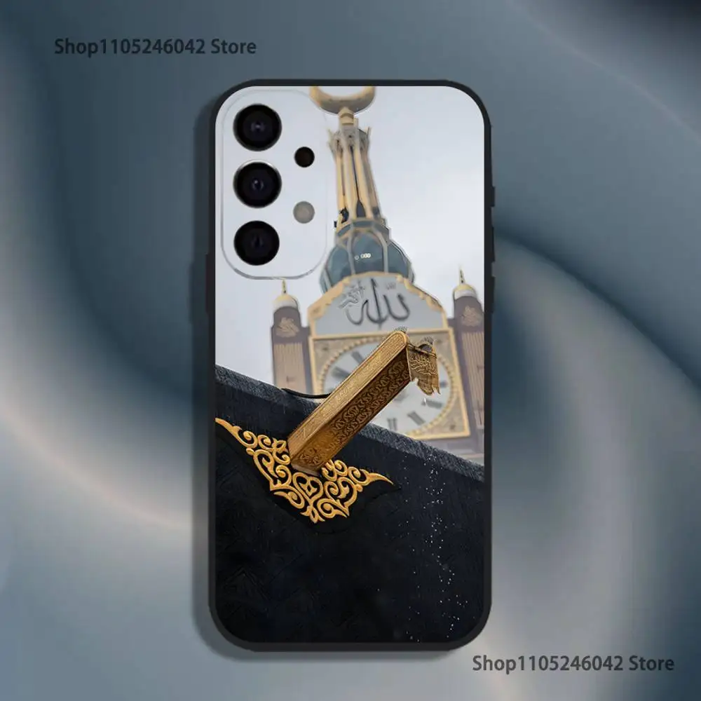 Moslem e kaaba capa de telefone à prova de choque para Samsung S25, S24, S21, S22, S23, S30, Ultra, S20, Plus, Fe, Lite, 5G Capa preta