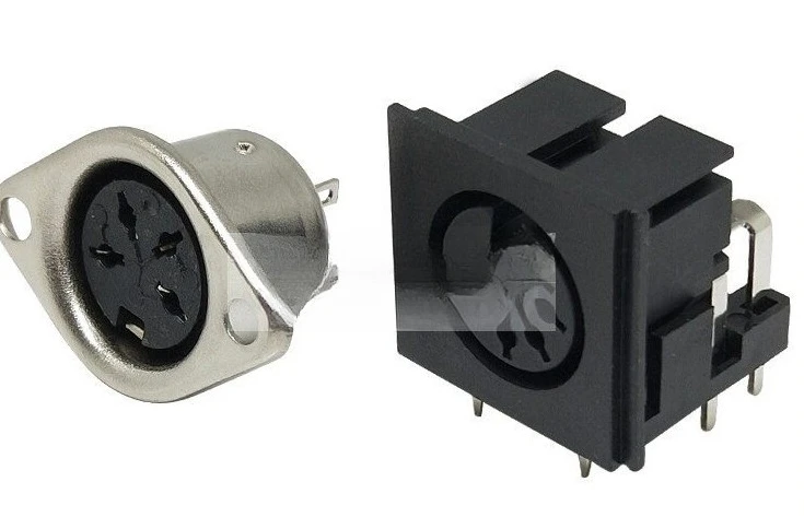 Metal Housing Socket Double-Eared Large S-Connector DIN Female Socket 3/4/5/6/7/8 Pin Connector Square for Soldering 2pcs
