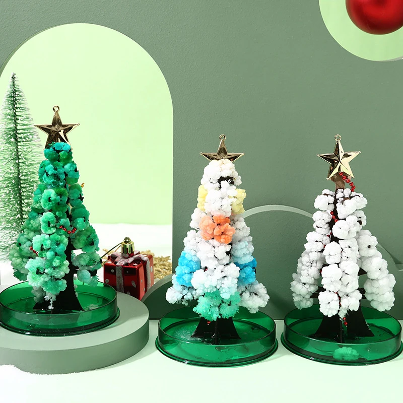 1Set Mini Magic Christmas Tree Crystal Tree DIY Paper Tree Flowering Ornaments Office Home Plants Decoration Boy Girls Gift Toys