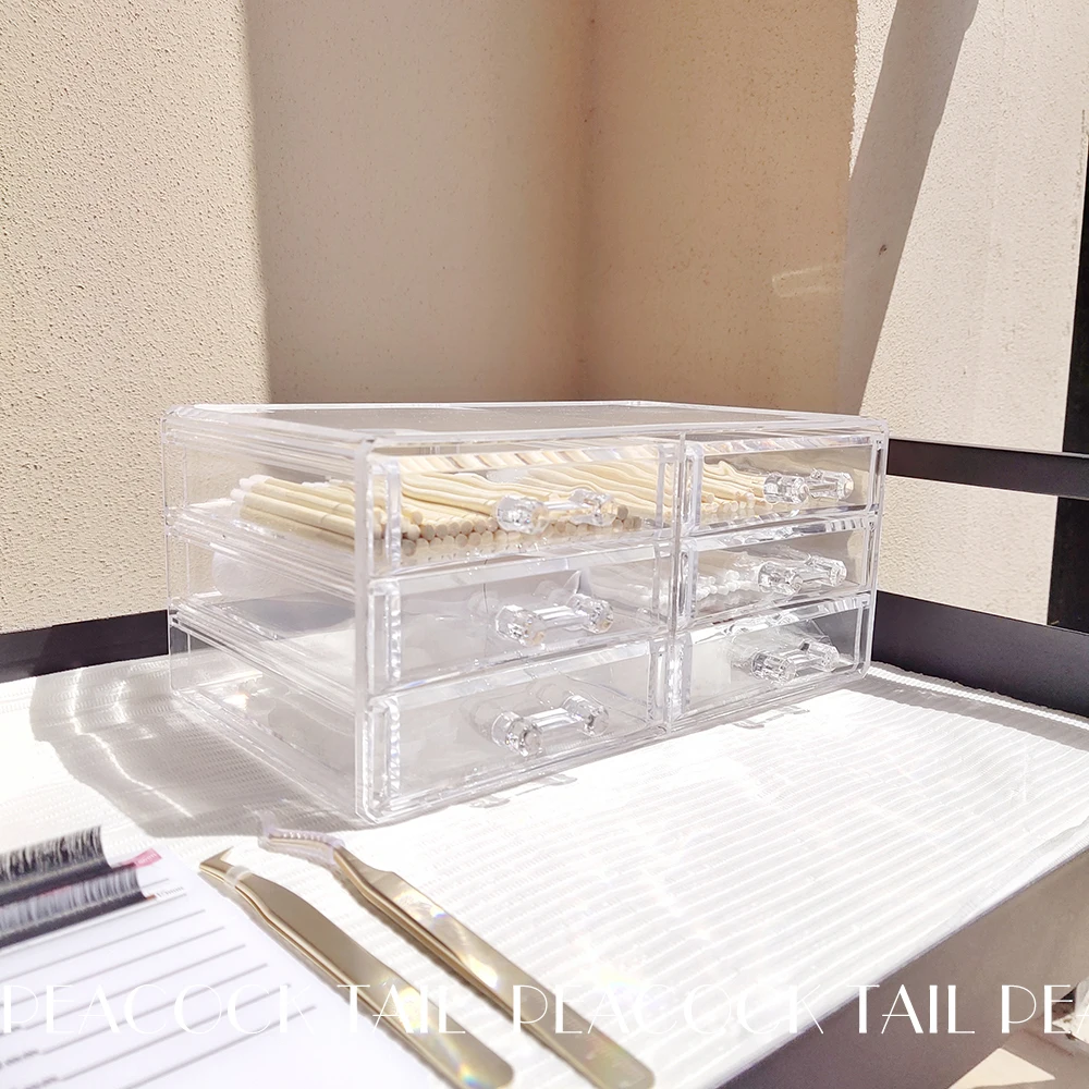 Drawer organiser for Eyelash extension tool storage box Acrylic Desktop Makeup Tool Container Cosmetic Organizer