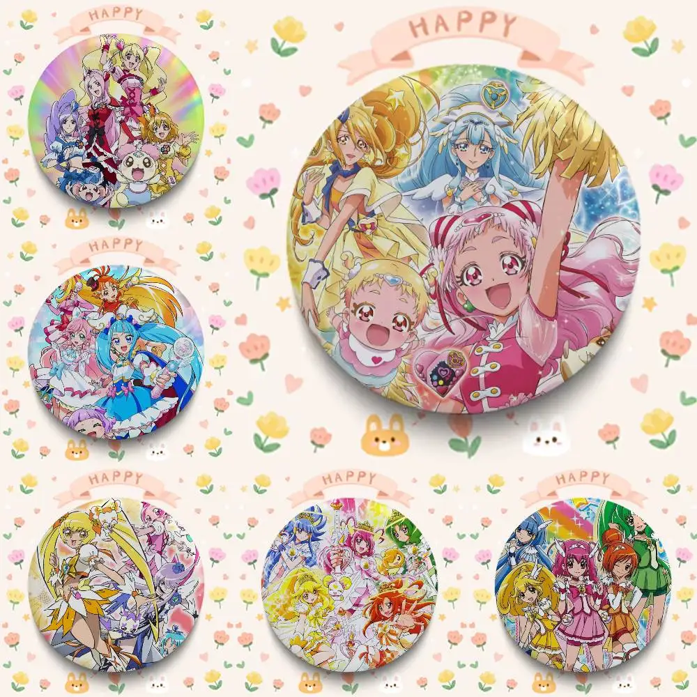 Insignias de Anime S-Smile-Precure, broches redondos de dibujos animados de 32, 44 y 58mm, pines hechos a mano para mochila, accesorios de joyería, insignia creativa S