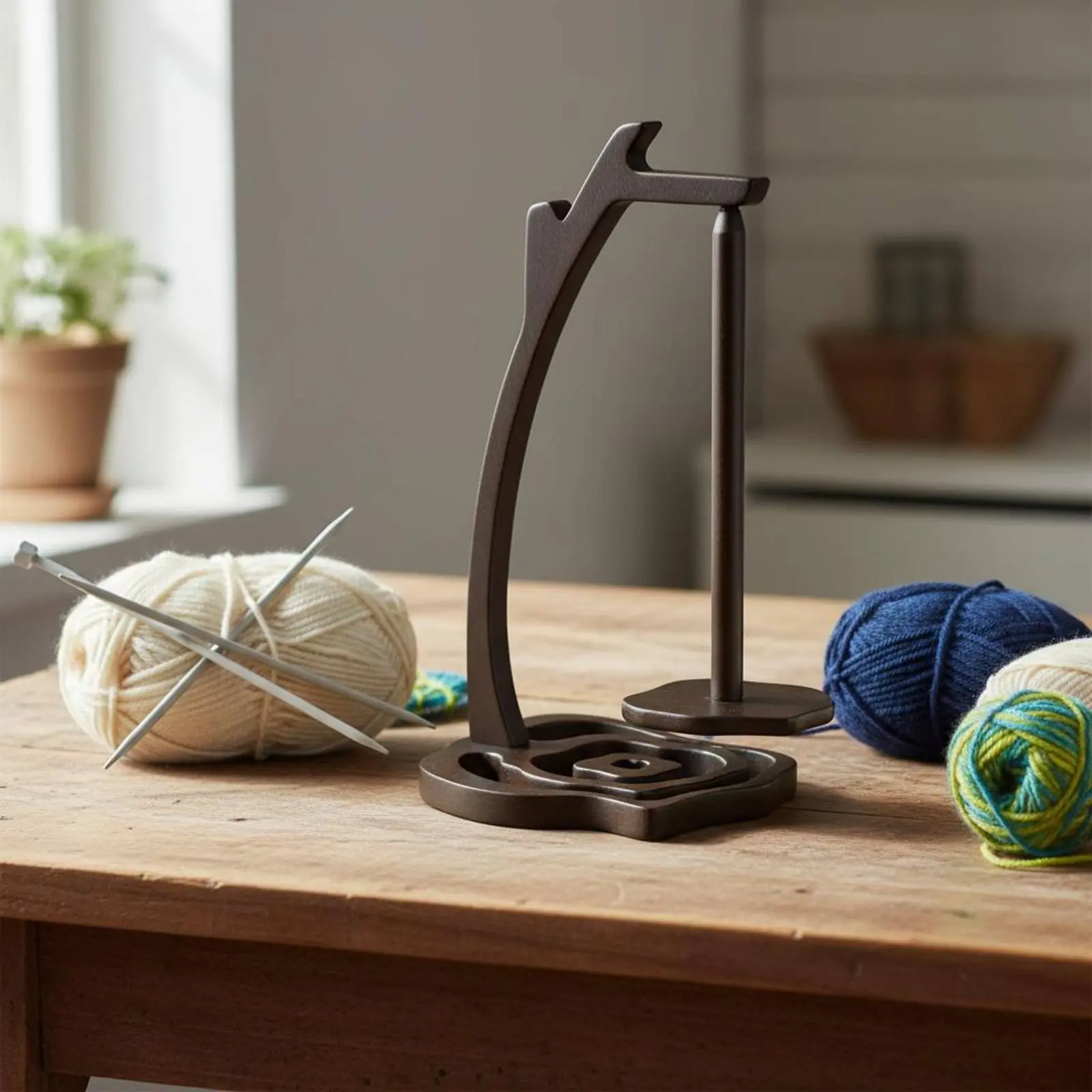 Wooden Spool Holder Untwisted-Unrestricted Wooden Yarn Dispenser Craft Supply Easy Assembly for Knitters