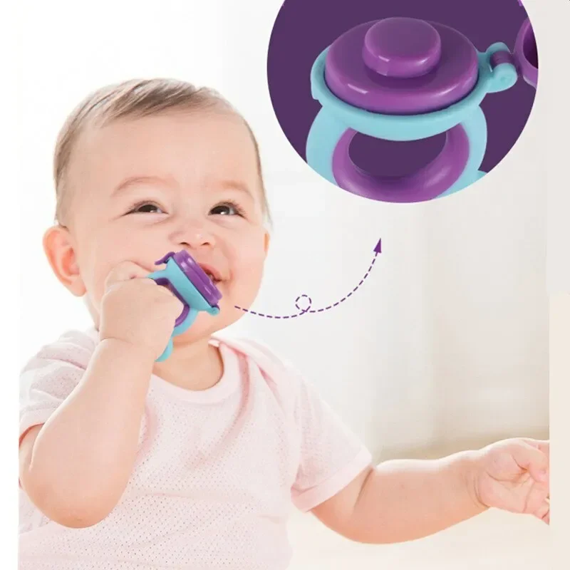 Baby Food Feeder Teether Nipple Silicone Baby Fruit Bite Feeder Pacifier Set Baby Pacifier Clip For New Born Size S/M/L