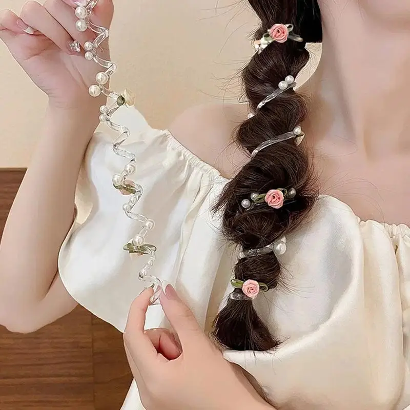 Telefonkabel-Haarband, schadet dem Haar nicht, hochelastisches Gummiband, Perlen-Haarbänder, Damen-Haaraccessoires – Detail 11