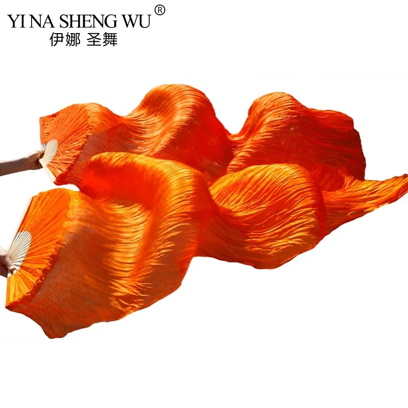 للجنسين الحرير الحقيقي/مقليد الحرير مراوح الرقص الشرقي 1 زوج اليسار + اليمين اليد أداء الرقص الشرقي المشجعين الرقص طويل الحرير المشجعين