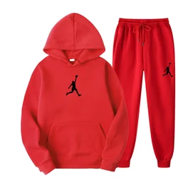 2 Pieces Sets Tracksuit Hooded Sweatshirt +Drawstring Pants Male Sport Hoodies Running Sportswear Men Women Brand Autumn Winter