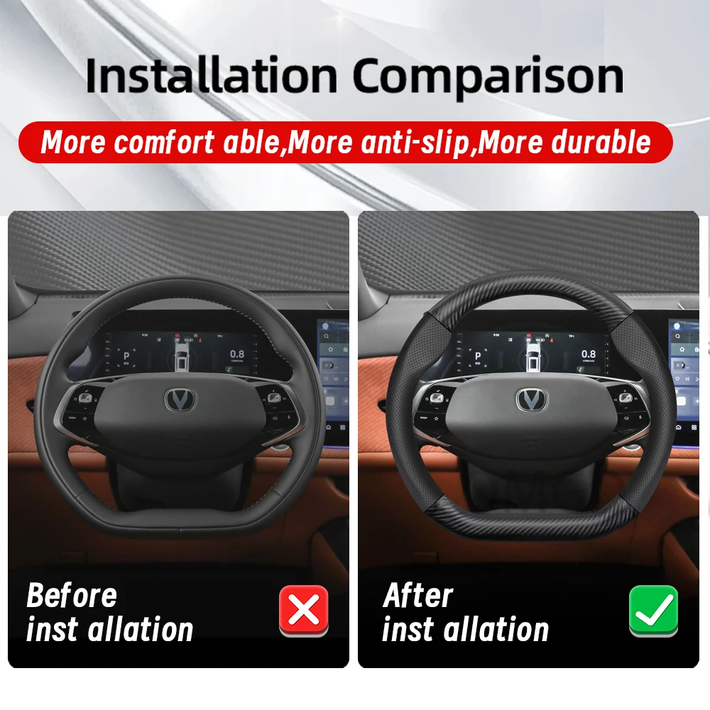 غطاء عجلة القيادة من ألياف الكربون لوحدة Changan Cs35 Plus Alsvin Cs55 Cs95 UniK Vx7 Deepal S07 Cx70 Eado Cs85 Oshan Cs15 #4