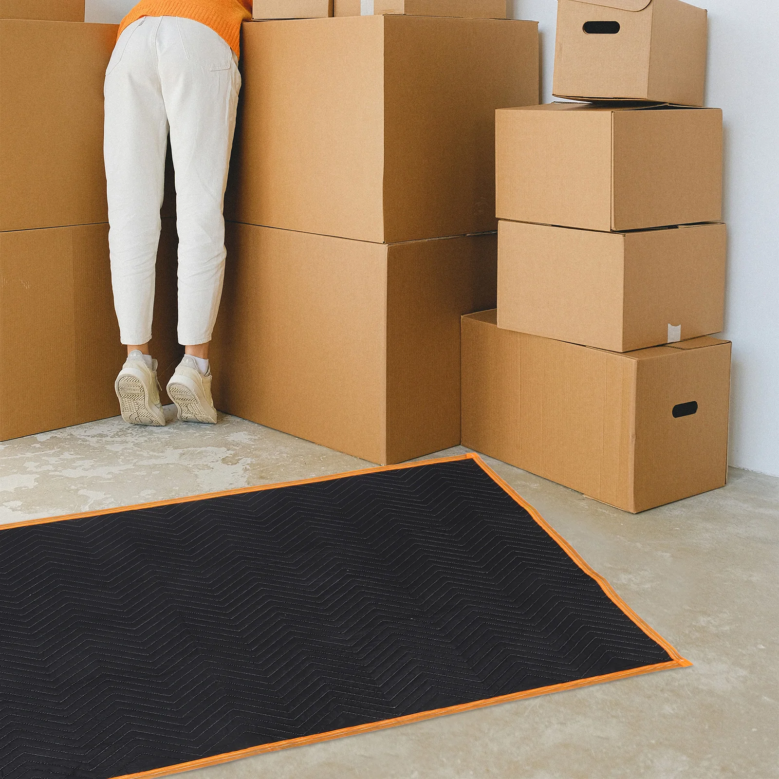 Mantas para mover de alta resistencia, muebles acolchados negros, embalaje de protección, camión, coche, esteras grandes acolchadas para mover utilidad, sofá de suelo