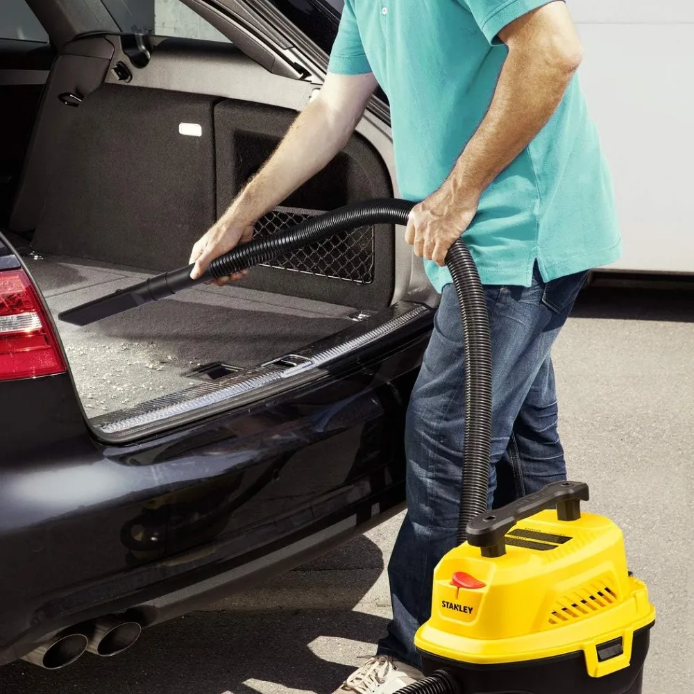 Wet/Dry, 3 Gallon, 3 Horsepower, Portable Car Vacuum, 3.0 HP AC, Black+Yellow, VERSATILE & POWERFUL, FARTHER CLEANUP