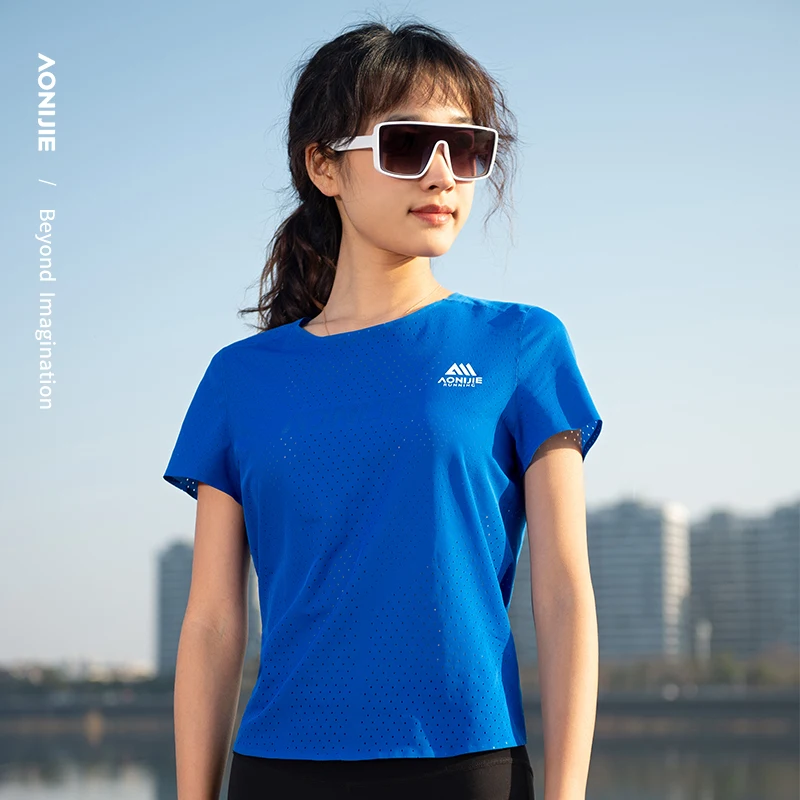 AONIJIE FW6191 Women Quick Drying Sports T-shirt Sports Outdoor Breathable Running Fitness Quick Dry Crew Neck Top