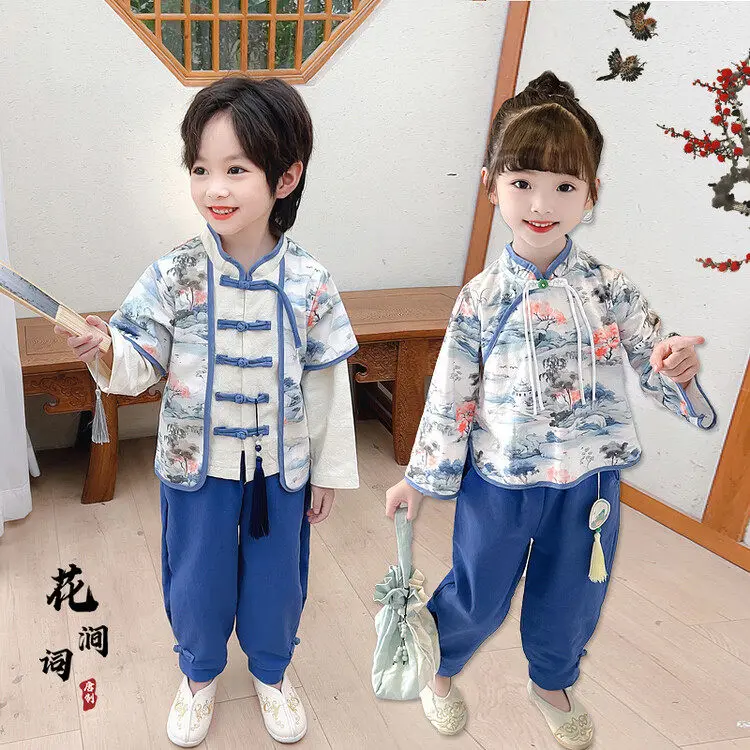 Chinese Hanfu Children Clothing Cosplay Performance Costume Kids Clothes Ethnic Style Children's Sets Girl Suit Two Piece Boy image 3